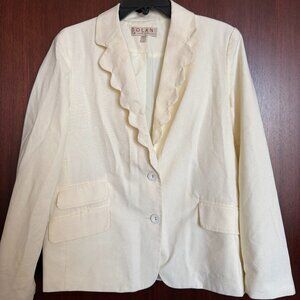 Anthropologie Dolan Scallop Boyfriend Blazer Ivory Size M